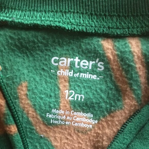 Carter's reindeer fleece pajamas 12m - Picture 2 of 8